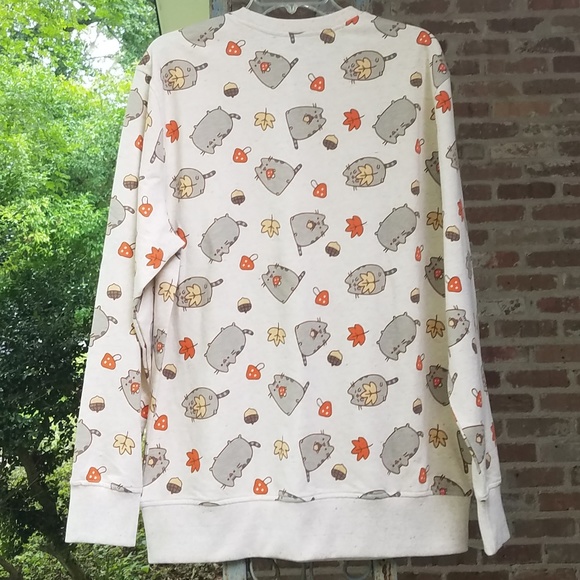 NWT Light Gray Pusheen Cat Fall-themed Sweatshirt - Picture 4 of 8